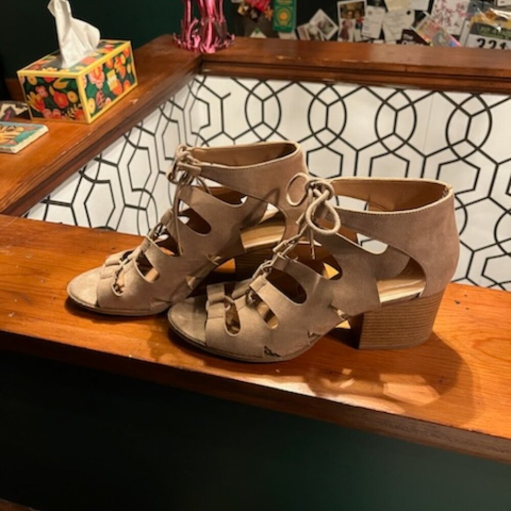 Qupid Tan Suede Heels